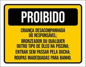 Kit 3 Placas Proibido Criança Desacompanhada Bronzeador