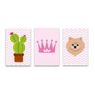 Kit 3 Placas Quadros Infantil Menina Princesa Mdf 20x30 cm