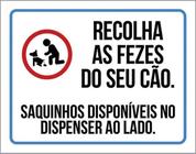 Kit 3 Placas Recolha Fezes Cão Saquinhos Disponíveis 36X46