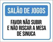 Kit 3 Placas Salão Jogos Não Subir Riscar Mesa Sinuca