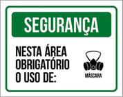 Kit 3 Placas Segurança Área Obrigatório Uso De Máscara