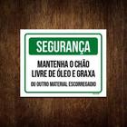 Kit 3 Placas Segurança Mantenha Chão Livre Óleo Graxa