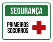 Kit 3 Placas Segurança Primeiros Socorros Cruz 36X46