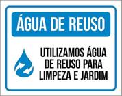 Kit 3 Placas Sinalização - Água Reuso Limpeza Jardim - Sinalizo