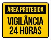 Kit 3 Placas Sinalização Área Protegida Vigilância 24 Horas