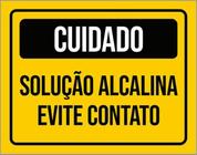 Kit 3 Placas Sinalização Atenção Solução Alcalina Evite