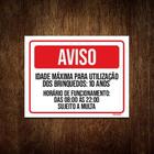 Kit 3 Placas Sinalização - Aviso Idade Máxima Brinquedos