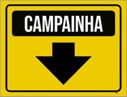 Kit 3 Placas Sinalização - Campainha Amarela Seta Para Baixo