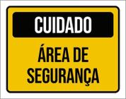 Kit 3 Placas Sinalização Cuidado Área De Segurança