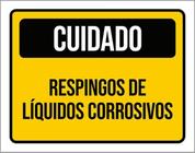 Kit 3 Placas Sinalização Cuidado Respingo Líquido Corrosivo