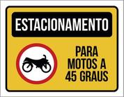 Kit 3 Placas Sinalização Estacionamento Para Motos 45 Graus