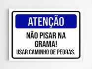 kit 3 placas sinalização não pise na grama caminho de pedra