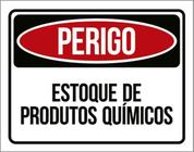 Kit 3 Placas Sinalização - Perigo Estoque Produtos Químicos