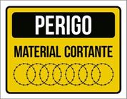 Kit 3 Placas Sinalização - Perigo Material Cortante