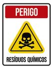 Kit 3 Placas Sinalização - Perigo Resíduos Químicos Caveira