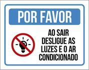 Kit 3 Placas Sinalização - Por Favor Azul Ar Condicionado