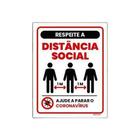 Kit 3 Placas Sinalização Respeite Distância Social Mínima 1M