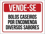 Kit 3 Placas Vende-Se Bolos Caseiros Por Encomenda