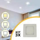 Kit 3 Plafon Led Embutir 6w Quadrado 12x12 Dimerizável