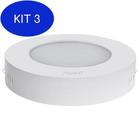 Kit 3 Plafon Redondo Sobrepor 12W Branco Frio Avant