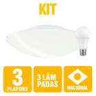 Kit 3 Plafon Redondo Taschibra Jurerê 25cm Vidro Fosco com Lâmpadas