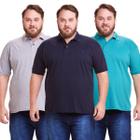 Kit 3 Polos Masculinas Plus Size Piquet