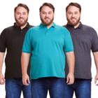 Kit 3 Polos Masculinas Plus Size Piquet