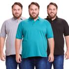 Kit 3 Polos Masculinas Plus Size Piquet
