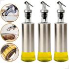 Kit 3 Porta Azeite 300ml Vinagre Vidro Inox Dosador Galheteiro Azeiteiro