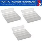 Kit 3 Porta Talheres Organizador De Gaveta Modular Com 5 pçs - Paramount