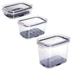 Kit 3 Pote Hermético Empilhável Geladeira Cozinha Alimentos