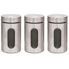 Kit 3 Pote Inox Visor Vítreo 1L - Mimo Style Cinza