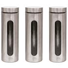 Kit 3 Pote Inox Visor Vítreo Fechamento Hermético 1,8 Litros