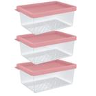 Kit 3 Pote Organizador Multiuso P 0,6L Transparente Plástico Cozinha Geladeira