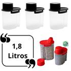 Kit 3 Pote Porta Farinha 1,8L Farinheira c/ Bico Dosador Dispenser Para Cereais 1800ml Porta Sabão em Pó - Máxima Plast