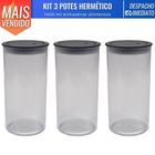 Kit 3 Pote Porta Mantimentos Hermético Resistente Acrílico Geladeira 1400 ml - Plas Tutti