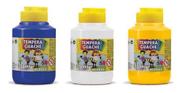 Kit 3 Potes 250ml Tinta Guache Azul / Branco / Amarelo - ACRILEX