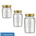 KIt 3 Potes Americano Vintage 3 Tamanhos 500ml 1L 1,5L Nadir