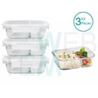 Kit 3 Potes Hermético Marmita de Vidro Retangular Com Divisória 700ml Com Tampa BPA Free: Cozinha Organizada, Sustentabilidade e Alimentos Frescos