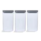 Kit 3 Potes Herméticos 1,5L cada Plasvale Plástico Porta Mantimentos Condimentos Transparente