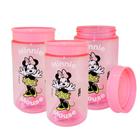 Kit 3 Potes Organizador Multiuso Rosa 350ml Minnie Mouse Disney 12cm - Tiba