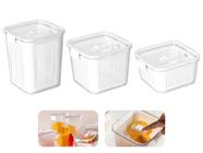 Kit 3 Potes Organizadores Geladeira Legumes Frutas Verduras