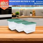 Kit 3 Potes Organizadores Multiuso Porta Mantimentos 1,3L Plástico Com Tampa Uz - Uz Utilidades