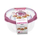 Kit 3 Potes Plásticos Redondos Herméticos Açaí 290ml, 1,1L, 3,2L Flor Sanremo