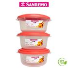 Kit 3 Potes Redondo 530ml Plástico Organizador de Alimentos Mantimentos Cozinha Alta Qualidade Sanremo