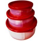 Kit 3 Potes Redondo com Tampa P M G Armazenamento Alimentos Mantimentos Premium Potte Freezer