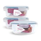 Kit 3 Potes Redondo Vidro Hermético Forno Freezer 950ml - NABOX