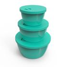 Kit 3 Potes Redondos 350ml 650ml 1200ml Verde Menta - Like Geek