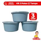 Kit 3 Potes Redondos Com Tampa para Alimentos Color de Cozinha Organizar Comida - Plasmotta