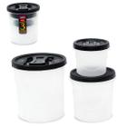 Kit 3 potes redondos tampa de rosca mantimento arroz feijão café açúcar vasilha plástica Plasútil
